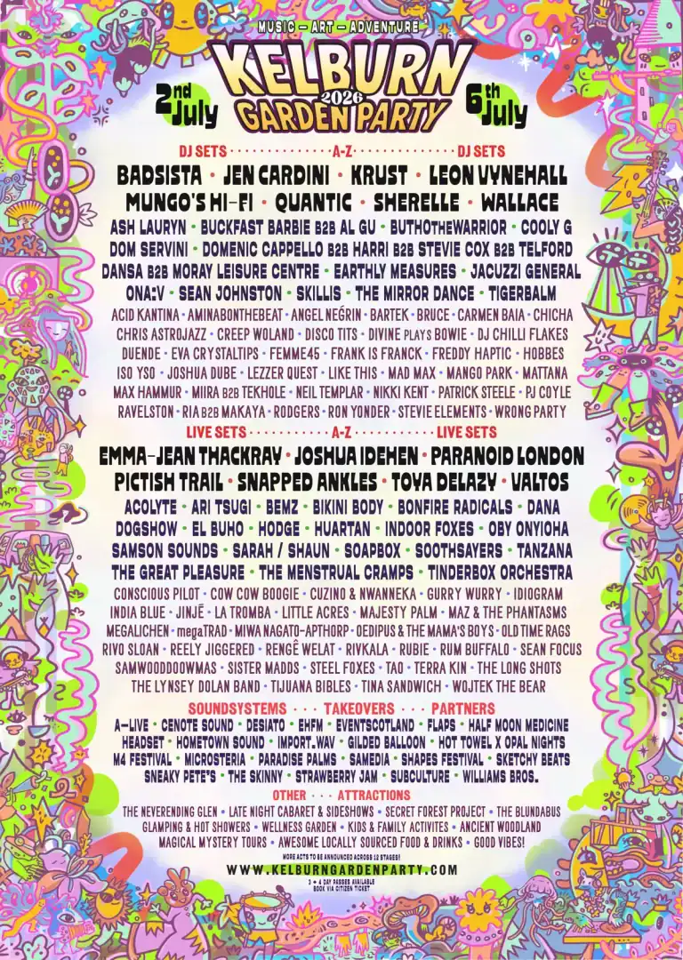 Kelburn Garden Party 2026 flyer