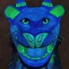 blue leopard head sculpture, by artist ciara burns
