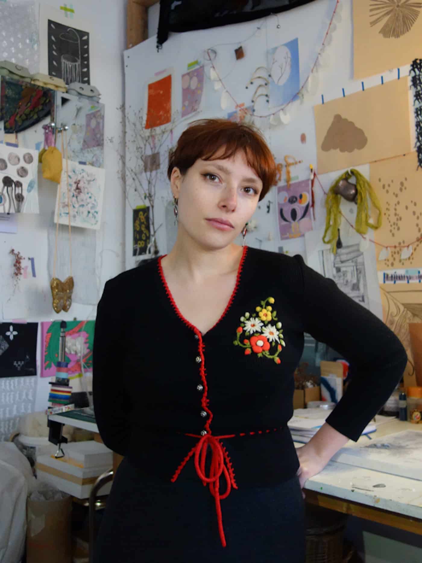 portrait of artist elvey stedman in studio