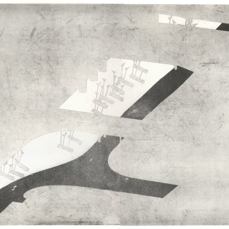 abstract black and white risograph print, by artist tom matthews