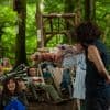 two actors interact with audience with puppets at microsteria in neverending glen